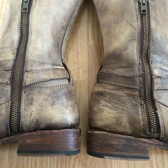 BED STU Brown Tan Leather Cobbler Series Handmade Tall Knee Boots Distressed - Picture 11 of 14